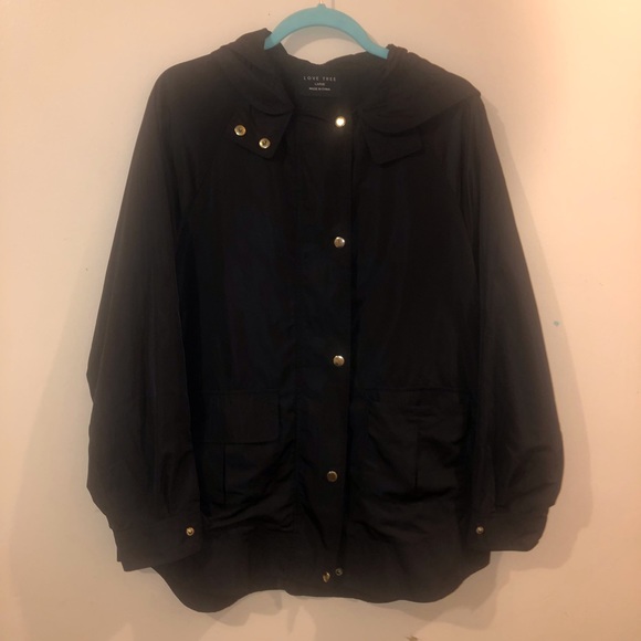 Black utility anorak jacket with gold detail - Picture 1 of 7